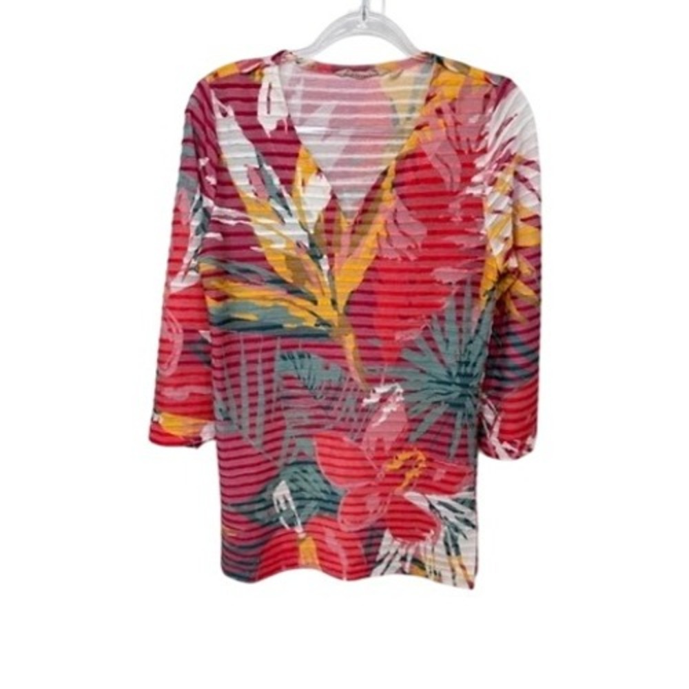 Soft Surroundings Tropical Print Resort Vacation‎ Tunic Top 3/4 Sleeve Sz Medium